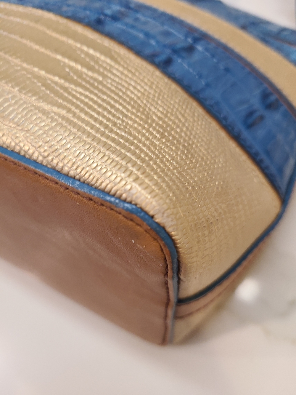 Brahmin Mini Duxbury Surf Vineyard Blue & Gold - Picture 13 of 13